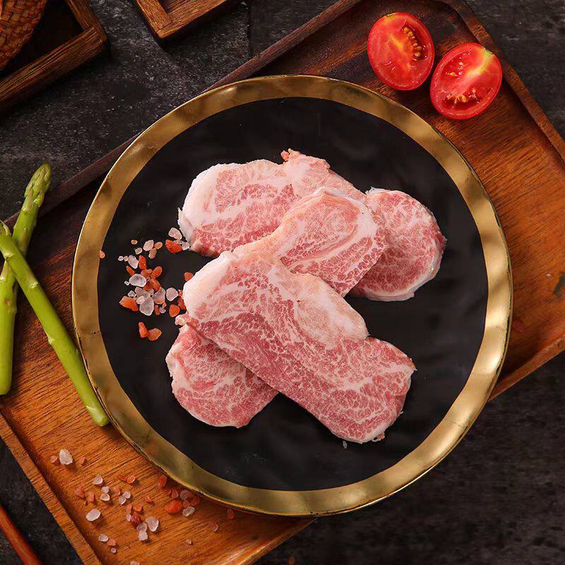 西班牙伊比利亚橡果黑猪肉下颚肉心猪颈肉原切雪花松阪肉青烧烤肉