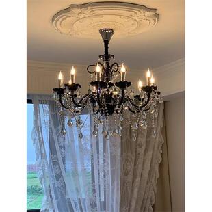 覆古法式 高端大灯大气餐厅灯具 黑色客厅吊灯水晶房间主灯轻奢欧式