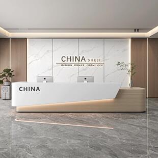 简约公司接待台酒店大厅服务前台办公室培训机构售楼部吧台收银台