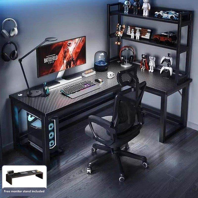 桌面电脑桌高度可调可调游戏桌家庭现代简单碳纤维键盘托盘办公桌