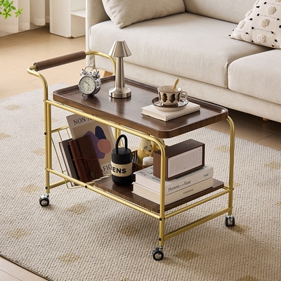 盛飞轻奢简约可移动双层滑轮边几