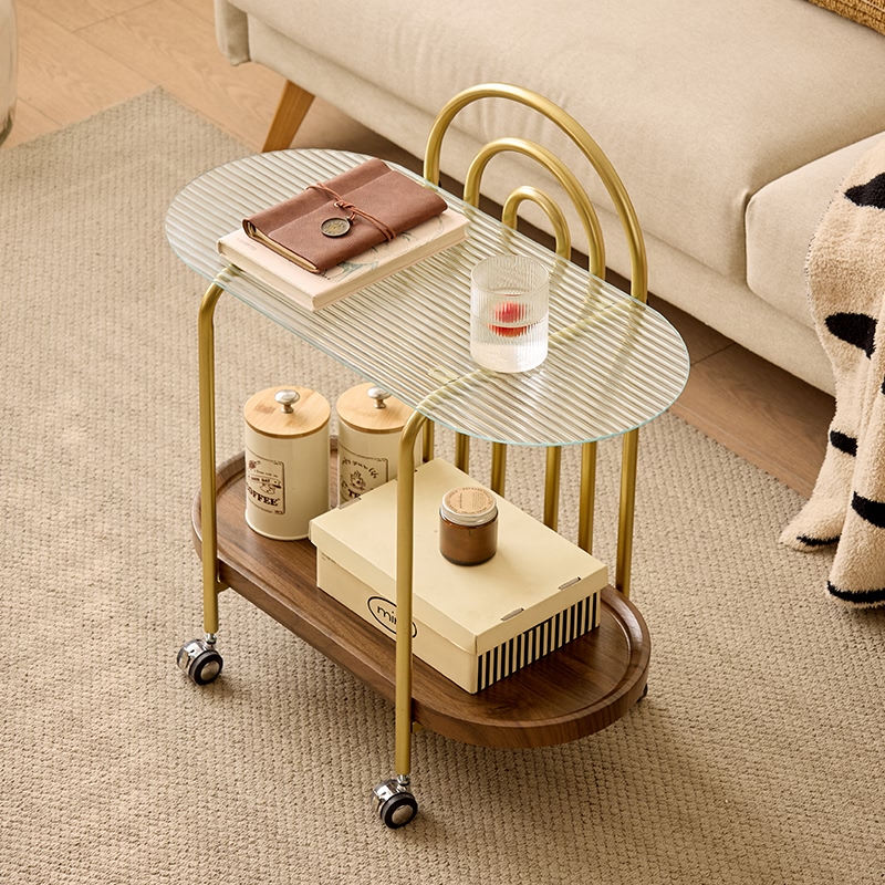 盛飞简约双层滑轮推车边几