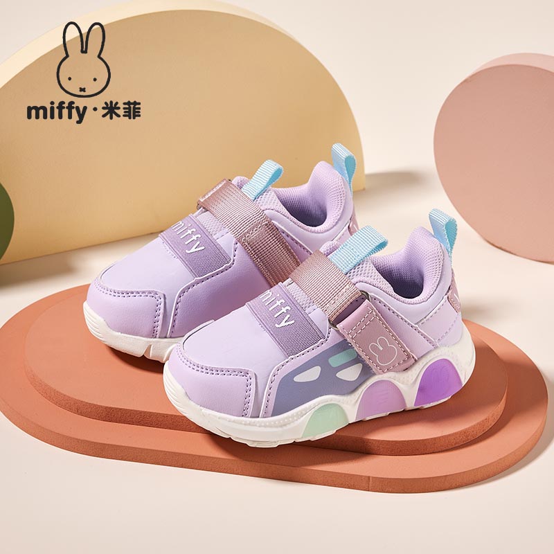 稳步鞋防踢女童发光魔术贴学步鞋