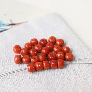 7mm高品质天然原矿无胶川料瓦西南红柿子玫瑰俏色散珠老型