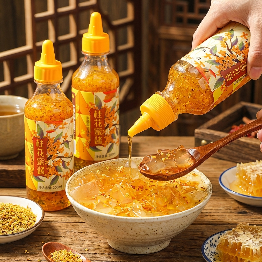 【主播推荐】糖桂花酱商用批发蜜酿泡水专用瓶装果酱方便甜品搭档