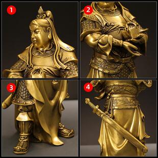 忠勇周仓关平黄铜铜像摆件关二爷关羽关公家用客厅店铺办公室装饰