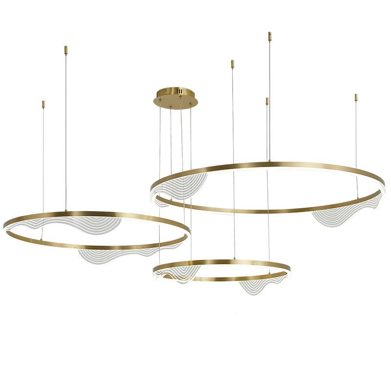 轻奢北欧大客厅合代简约吊灯现水山新中式圆形主卧设计师三圈组灯
