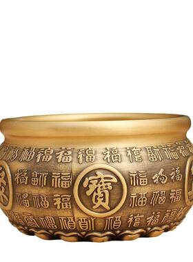百福聚宝盆黄铜摆件家居客厅玄关全铜摆饰办公室店铺铜装饰品送礼