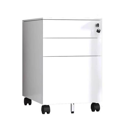 桌下活动柜铁皮文件柜办公室储物柜移动矮柜收纳小柜子带锁抽屉柜