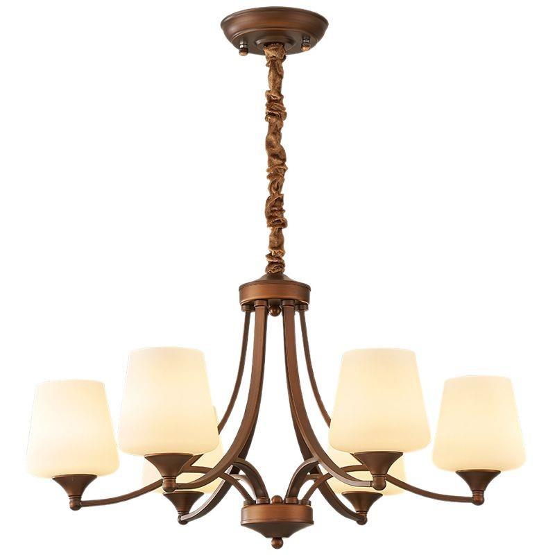 美式中古风厅吊灯复786古20灯24新客款实木新中式灯饰高感设级计