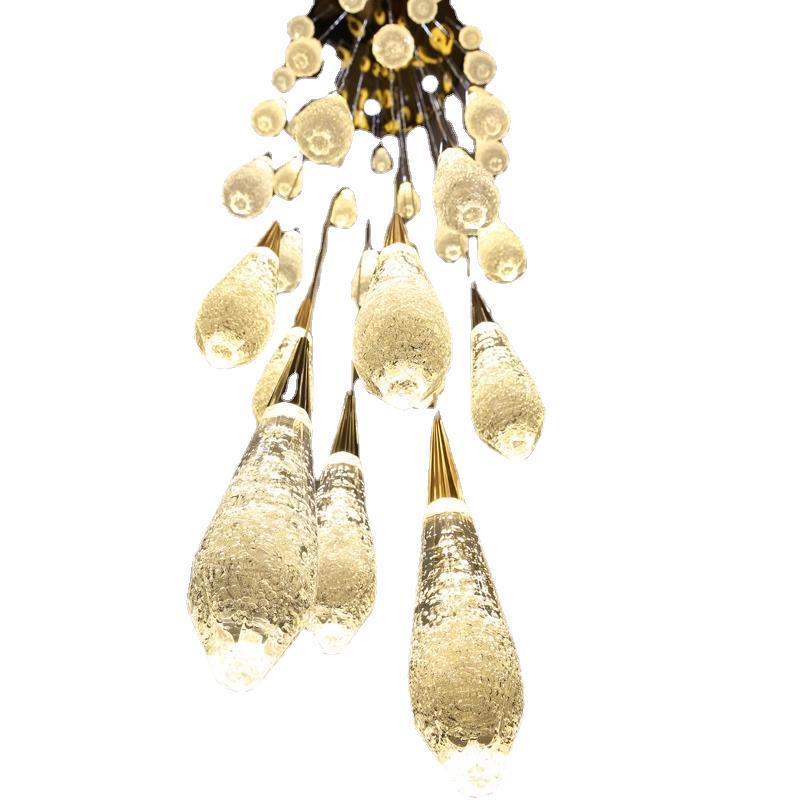 式楼转楼梯长复吊现代简约别墅自建房旋挑空客厅229水晶灯别墅大