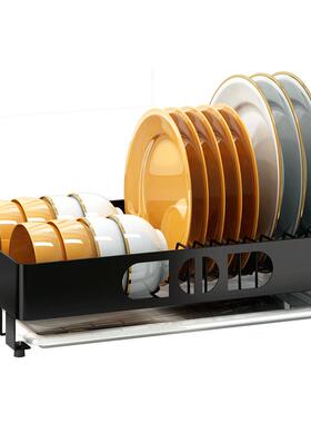 家用黑色厨房碗架沥水放碗碟盘收纳置物架多层碗筷晾干储物用品