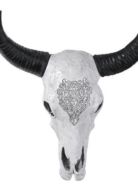 北欧复古牛头骨树脂壁挂墙壁客厅挂件背景墙创意家居房间装饰摆件