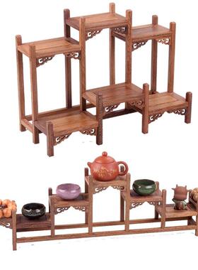紫砂壶架子茶具架小博古架鸡翅木实木托架茶壶架底座