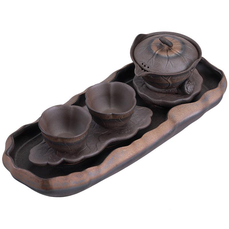 g鎏金荷韵茶具组陶瓷功夫茶具礼手抓壶干泡茶具套装品lHY202011o