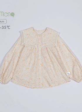 衬衫宝宝中大童小童复古荷叶边短袖衬衣花朵娃娃领童DW244015CC