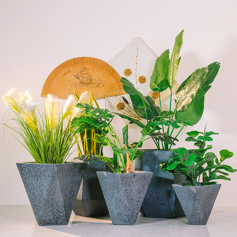 康源桦鑫水泥花盆北欧菱形大口径特大号专用商场客厅阳台厂家直销