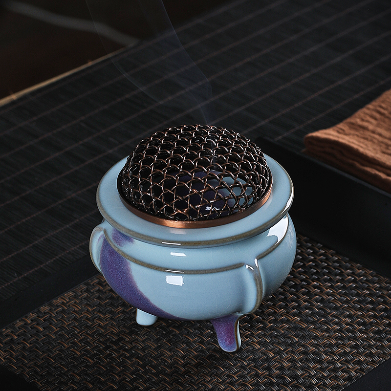 钧瓷熏香炉龙泉手工三足炉陶瓷