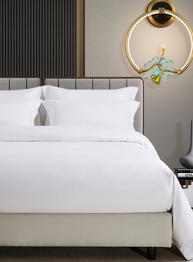 五星级酒店床上用品四件套纯棉床单被套宾馆专用民宿白色布草床品