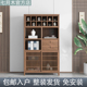 新中式 立柜茶室边柜餐边柜博古架茶叶柜茶空间柜子实木黑胡桃木色