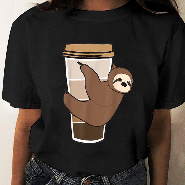 Cute sloth T-Shirt可爱卡通树懒动物宽松日系上衣女潮流原宿风 女装/女士精品 T恤 原图主图