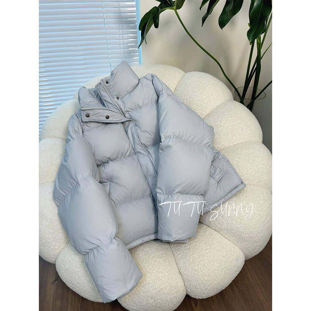 2025冬新款95白鸭绒羽绒服女小个子短款加厚蓝色面包服外套高品质