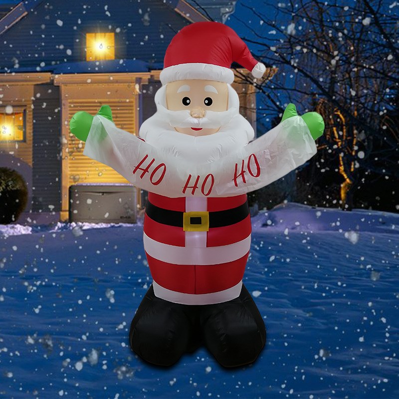 圣诞节用品6FT带横幅圣诞老人充气气模发光庭院花园装饰摆件