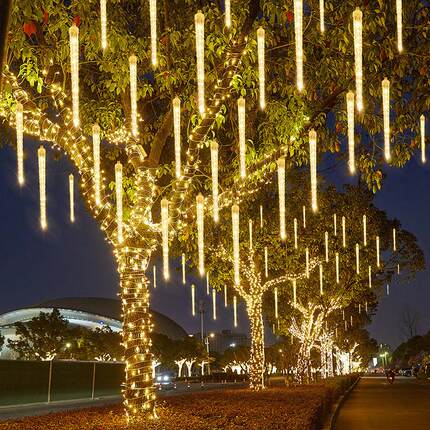 户外防水太阳能冰锥流星雨led灯彩 彩灯串灯满天星氛围挂树装饰树