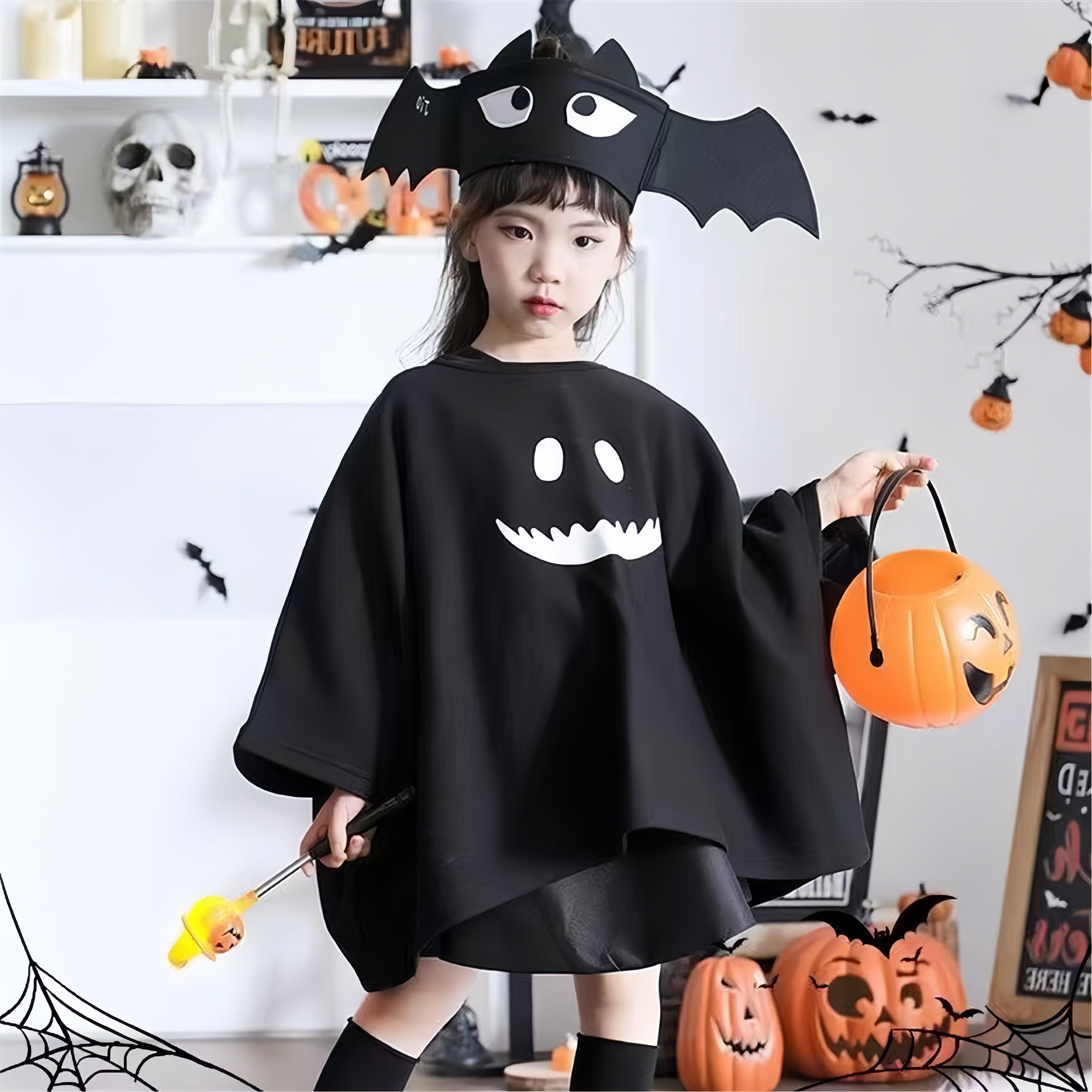 万圣节儿童服装蝙蝠服斗篷幽灵鬼魂南瓜服穿搭幼儿园装扮女童服饰