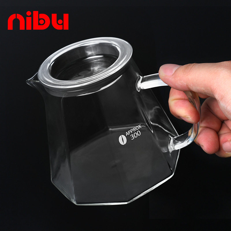 尼布 八边形咖啡分享壶手冲咖啡壶滴滤加厚咖啡壶耐热玻璃壶450ML