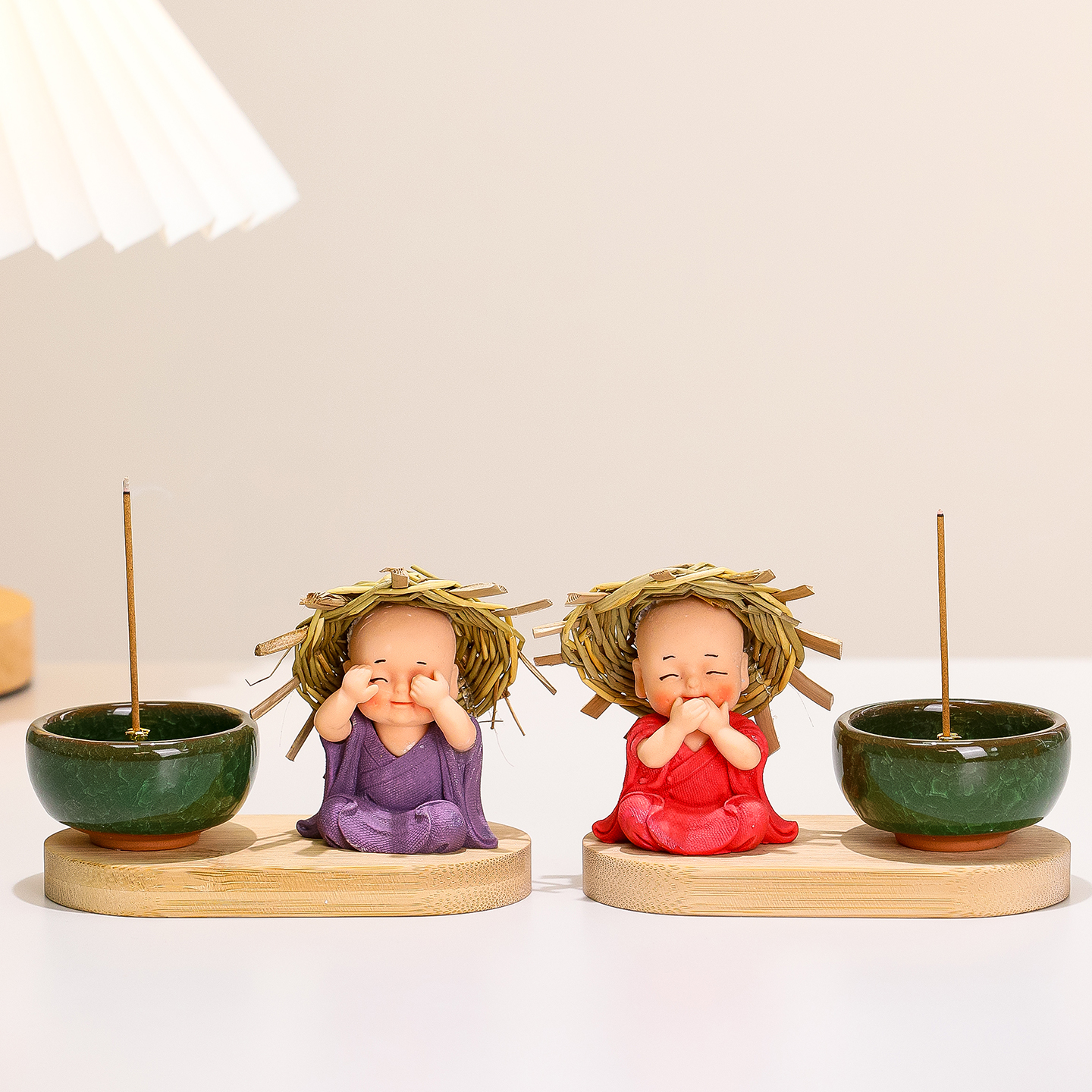 新中式草帽小和尚家用陶瓷小香炉
