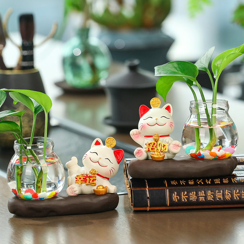 家居办公室水养绿萝水培花器摆件