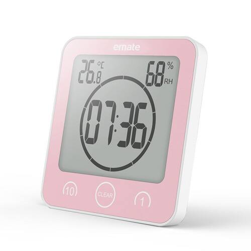 易美特触屏静音防水浴室电子挂钟防雾吸盘钟表石英挂表温度感顾