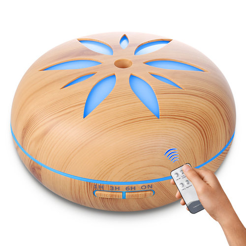 遥控加湿器香薰机家用室内持久镂空木纹香薰机aroma diffuser