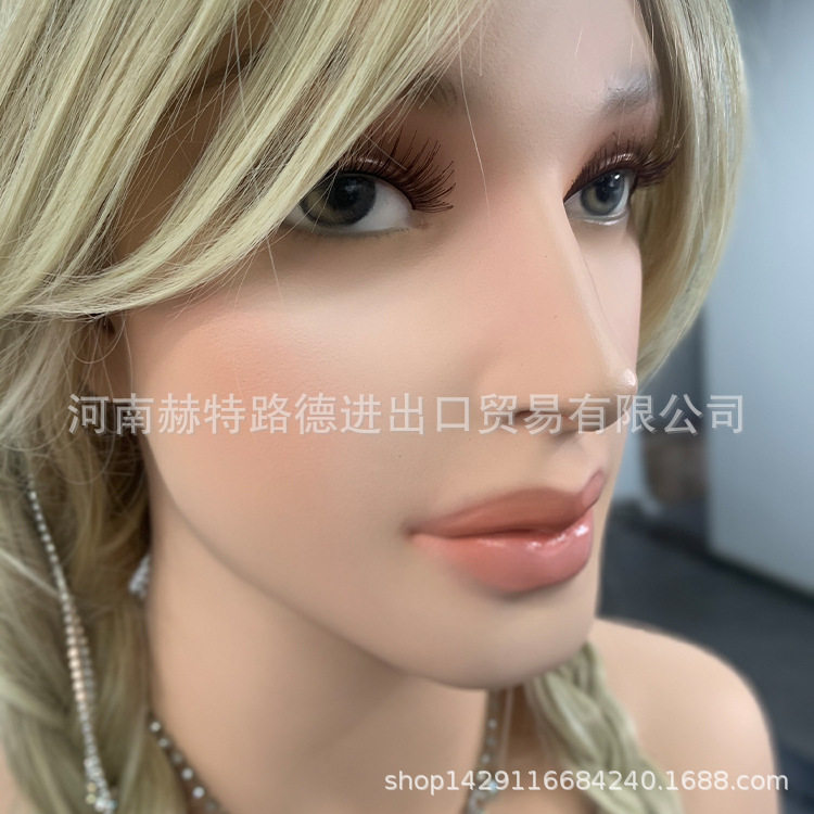 双肩头模女欧美假人模特头玻璃钢头模女假发展示首饰摄影拍照