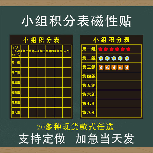 磁性小组积分表黑板贴个人积分表