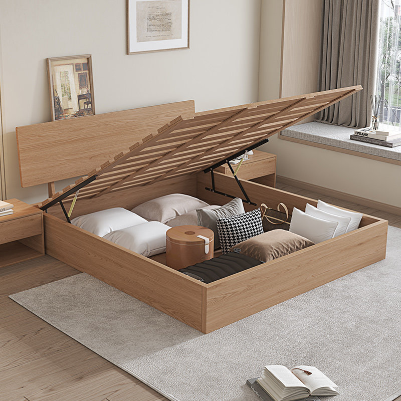 FAS级红橡木高箱储物床简约现代