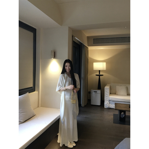 黄亮Elovey 日本进口和纸纱莱赛尔桑蚕丝背心＋半裙＋三角巾披肩