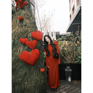 00pm 巴黎红漂亮修身 黄亮Elovey 气质连衣裙D01 长款