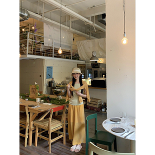 申布伦黄显白半裙通勤显瘦百搭半身裙C02 黄亮Elovey 清凉夏季