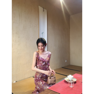 黄亮Elovey【3/18 20:00pm】干枯玫瑰 显瘦吊带连衣裙肩带可调节