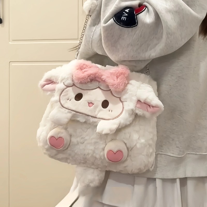 小羊毛绒包包女斜挎包可爱单双肩包秋冬季学生ins小众背包毛茸茸