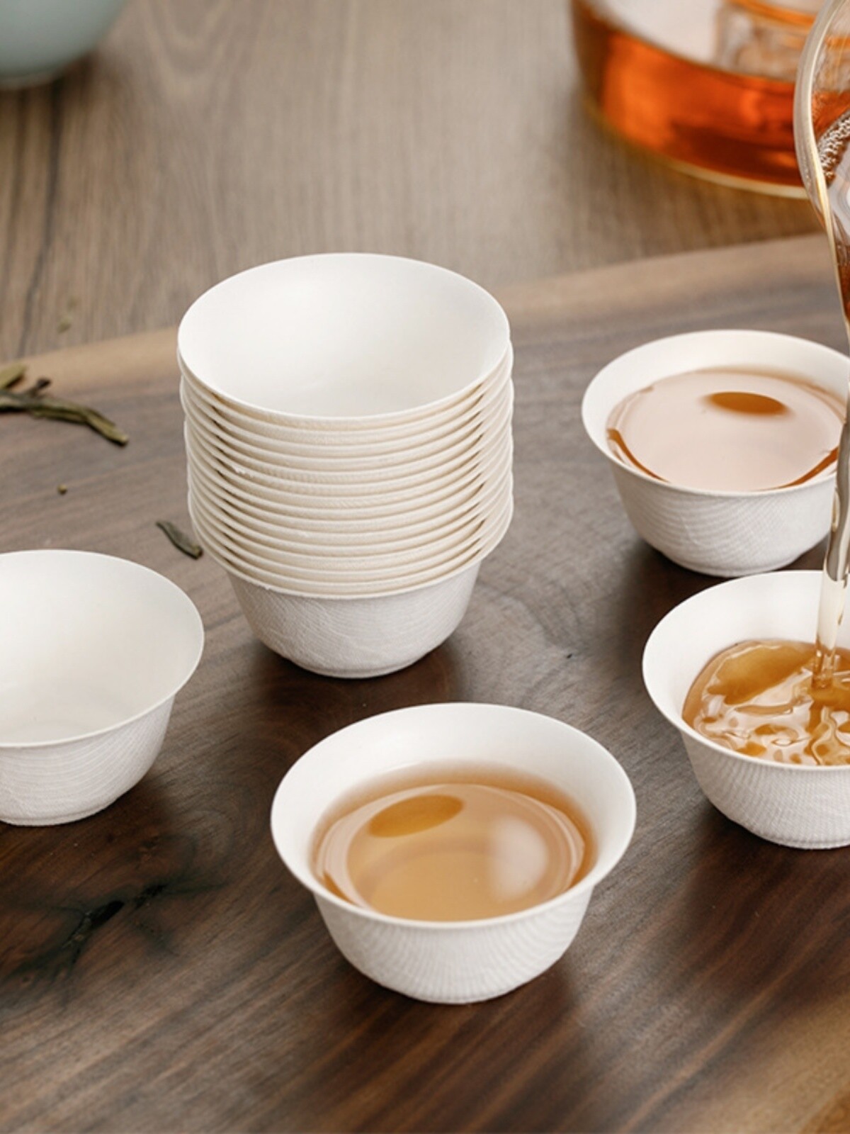 一次性功夫茶杯甘蔗纤维加厚纸杯耐高温可降解试饮杯小号茶具杯子