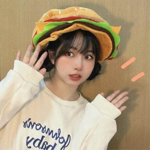 网红少女搞怪可爱卡通汉堡帽子创意多巴胺帽Cosplay表演舞台帽