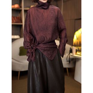 时尚简约休闲纯色套装女2026春季新款洋气百搭绑带收腰衬衫+长裤