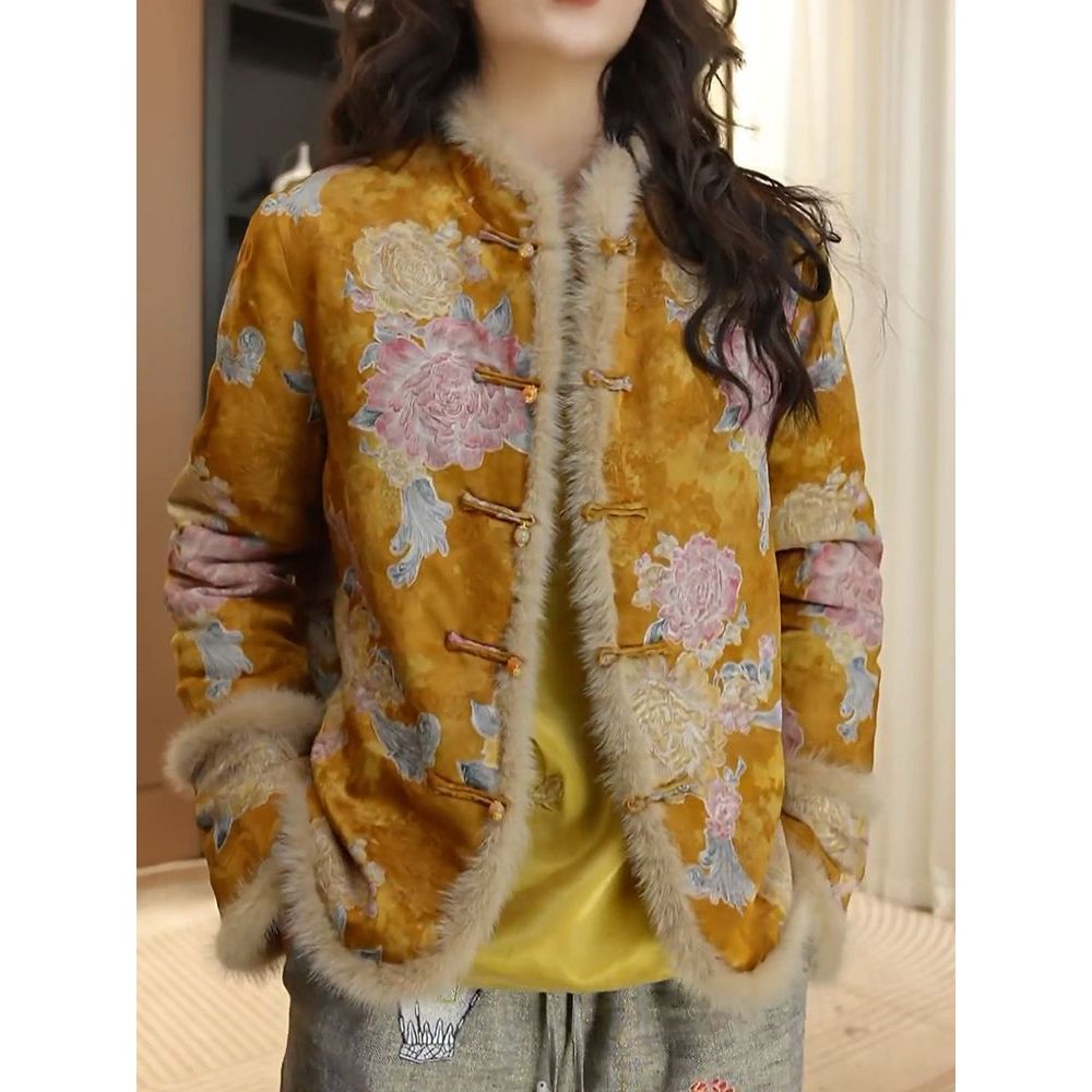 国风盘扣中式复古加厚棉服外套2025冬季新款时尚洋气百搭保暖棉衣