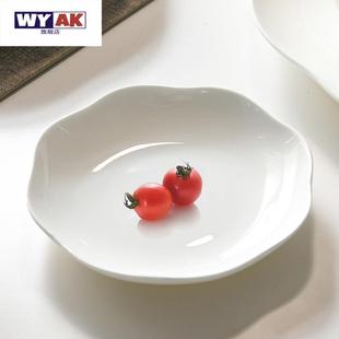 漂亮餐盘骨瓷花边盘子家用菜盘白色网红高级感风八寸精致的盘子