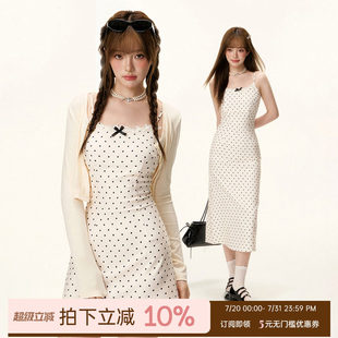 织物猪fabricpig波波奶茶 女夏日绝美小裙子 覆古波点吊带洋装