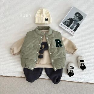 韩版冬季男女宝宝帅气加绒加厚外套婴幼儿童加棉保暖马甲坎肩潮