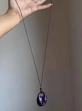 晕染紫镂空紫色吊坠项链